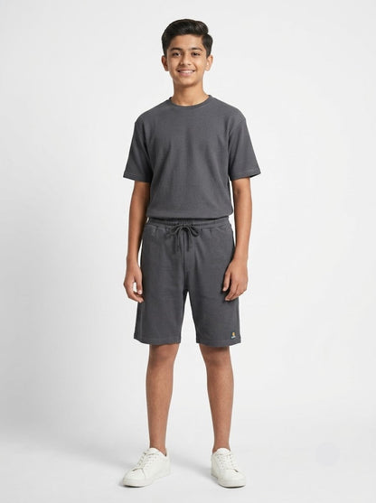 Boy's short set - waffle grey