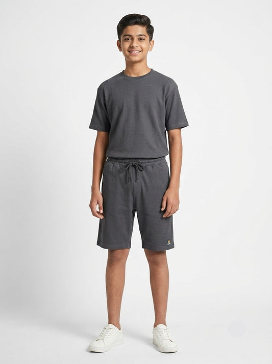 Boy's short set - waffle grey
