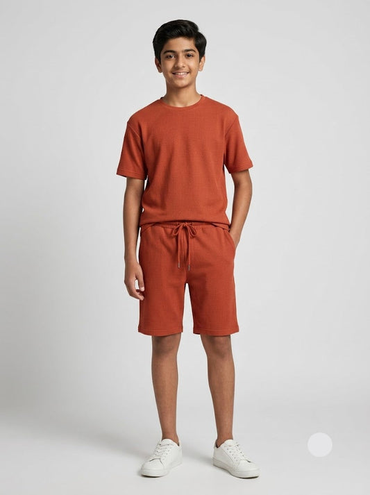 Boy's short set - waffle orange