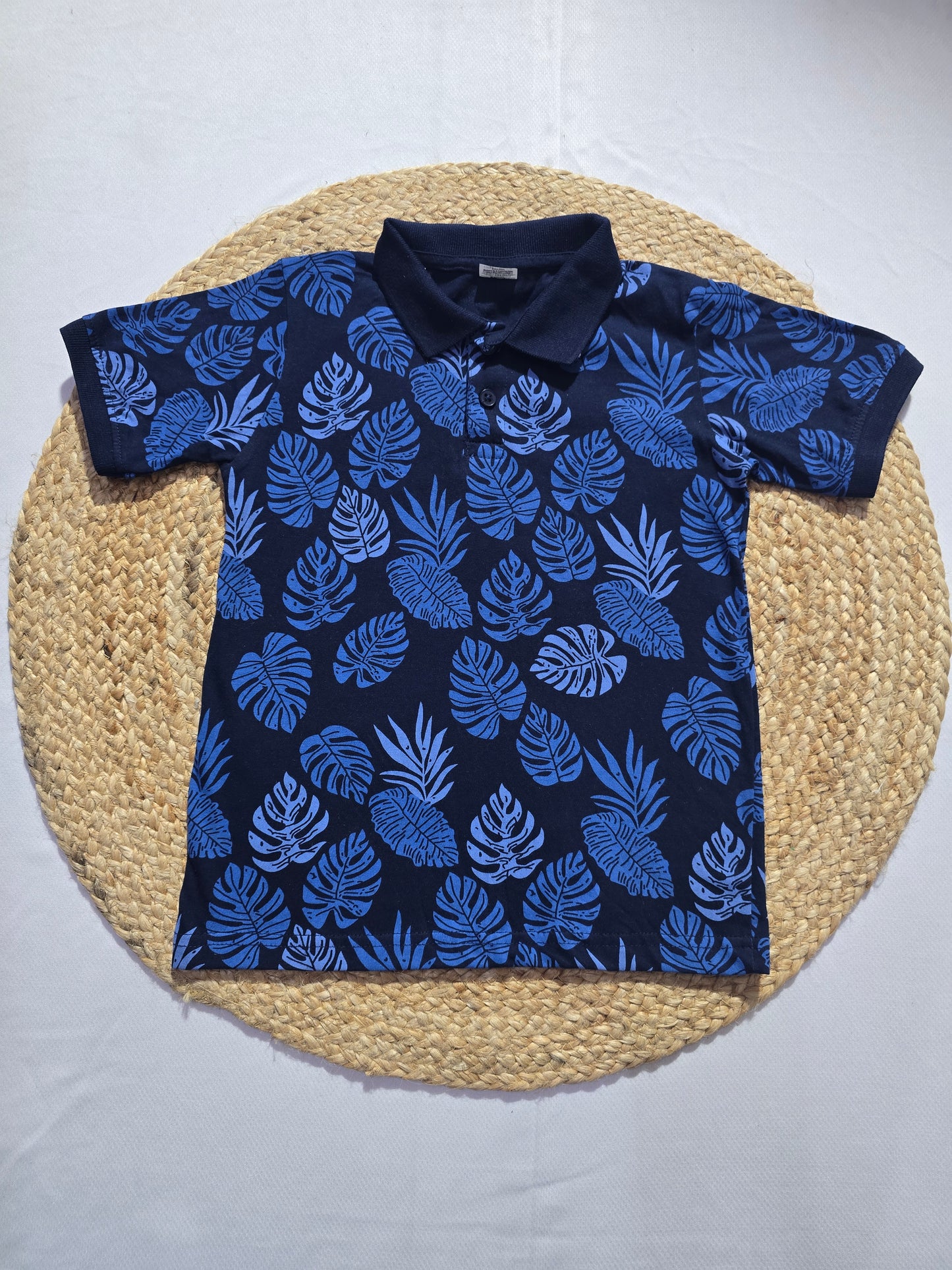Boy's polo t-shirt - Blue leaf