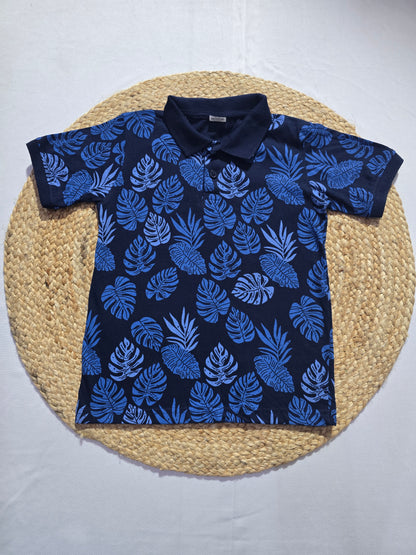 Boy's polo t-shirt - Blue leaf