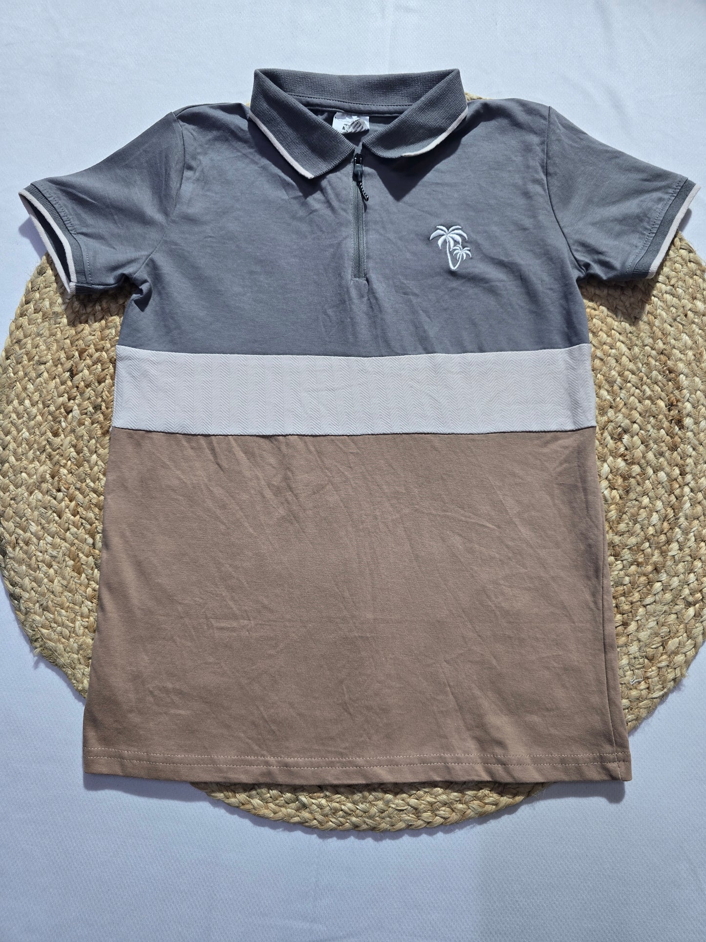Boy's polo t-shirt zipper - Brown