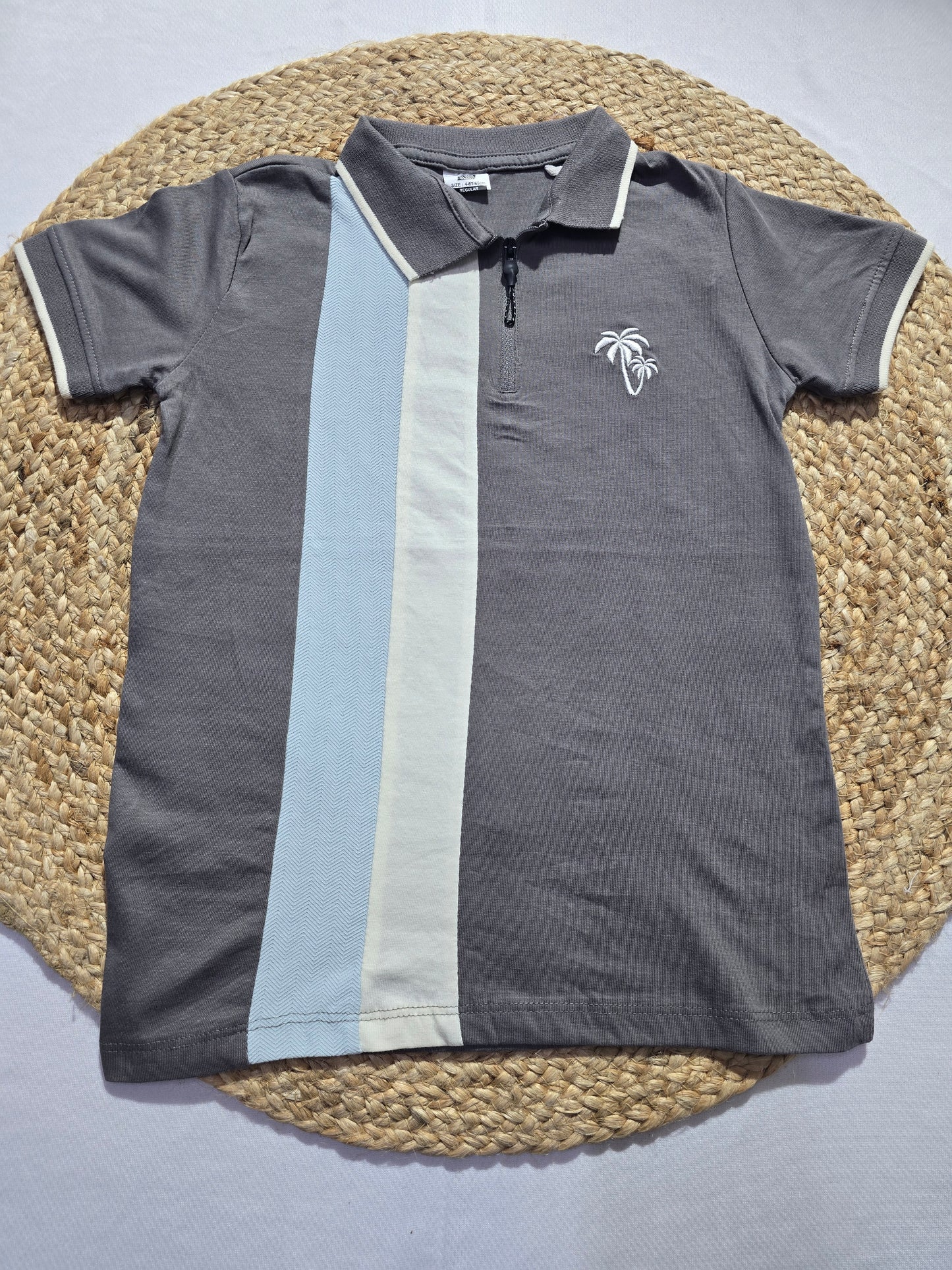 Boy's polo t-shirt zipper - Grey