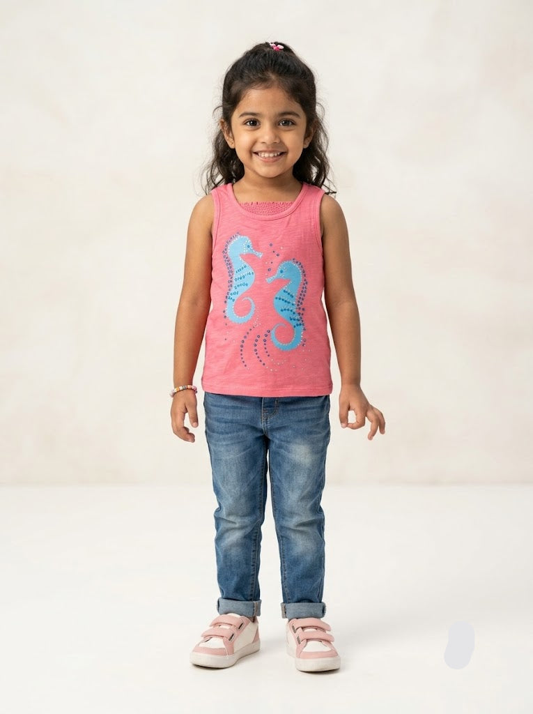 Girl's LS t-shirt - seahorse
