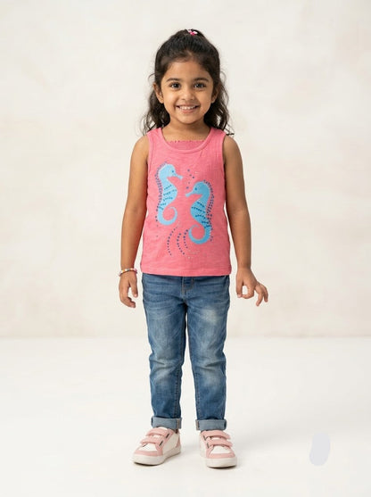 Girl's LS t-shirt - seahorse