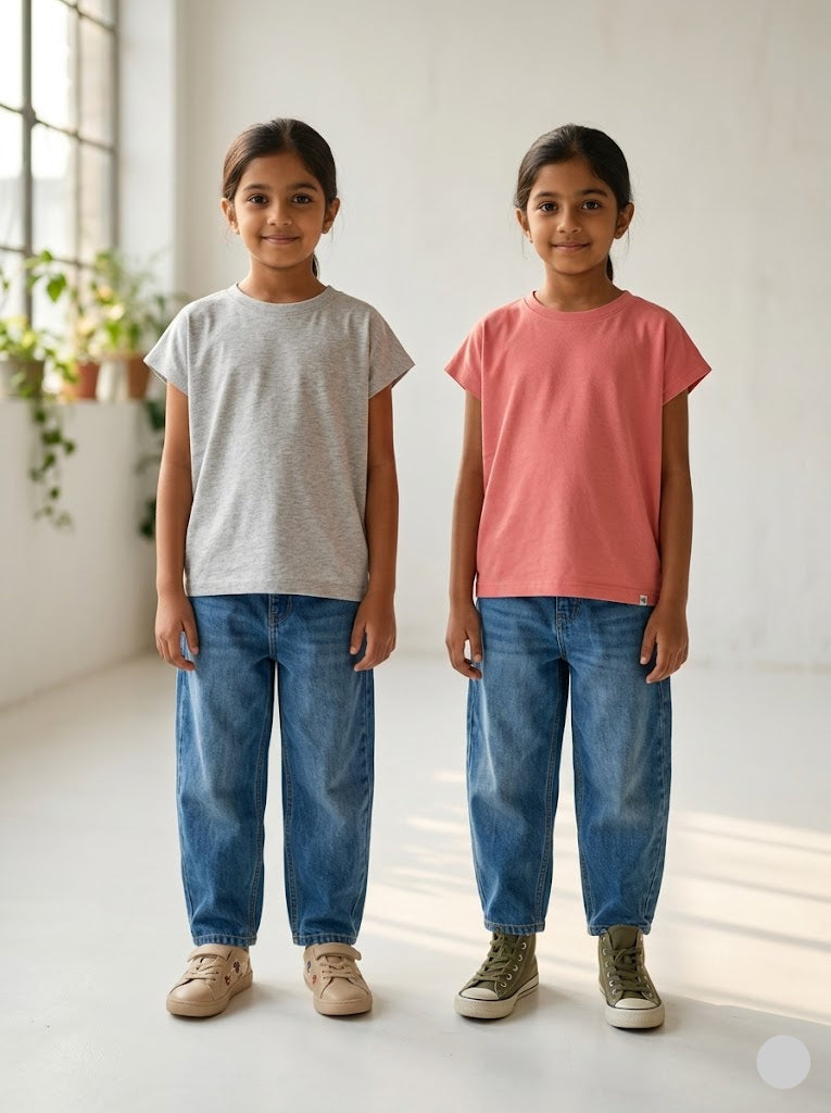 Girl's cap sleeve t-shirt - (2pcs combo)11
