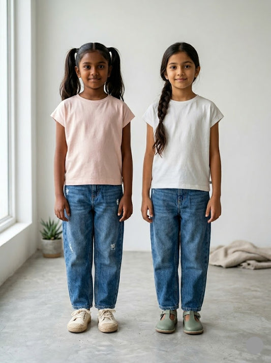 Girl's cap sleeve t-shirt - (2pcs combo)12