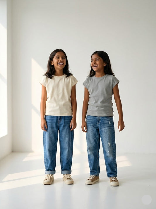 Girl's cap sleeve t-shirt - (2pcs combo)15