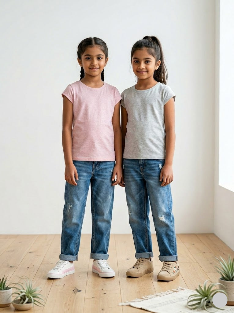 Girl's cap sleeve t-shirt - (2pcs combo)16