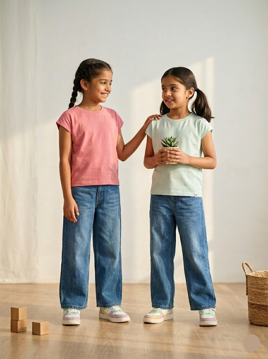 Girl's cap sleeve t-shirt - (2pcs combo)17