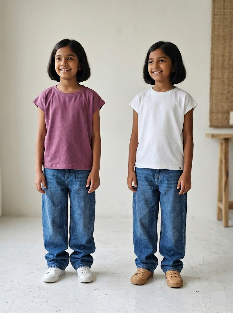 Girl's cap sleeve t-shirt - (2pcs combo)4