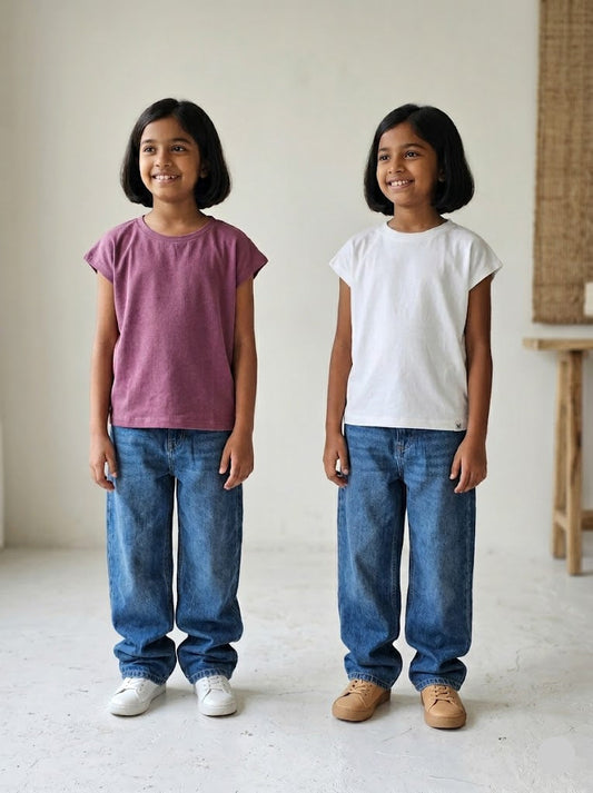 Girl's cap sleeve t-shirt - (2pcs combo)4