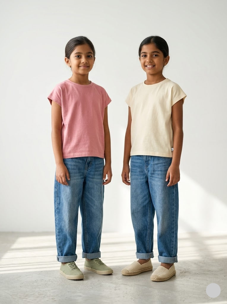 Girl's cap sleeve t-shirt - (2pcs combo)6