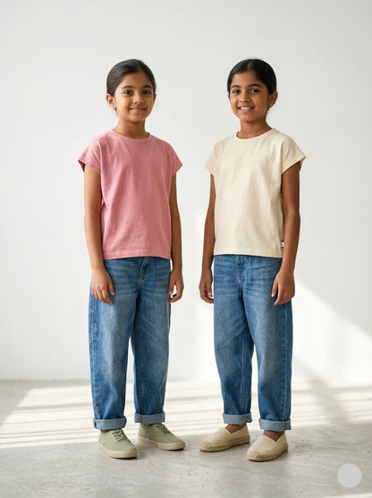 Girl's cap sleeve t-shirt - (2pcs combo)6