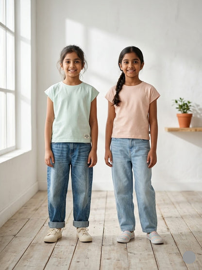 Girl's cap sleeve t-shirt - (2pcs combo)8