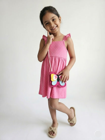 Girl's frock - pink dots