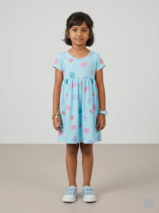 Girl's frock - shell blue