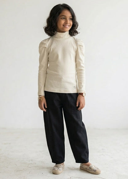 Girl's high neck t-shirt - half white