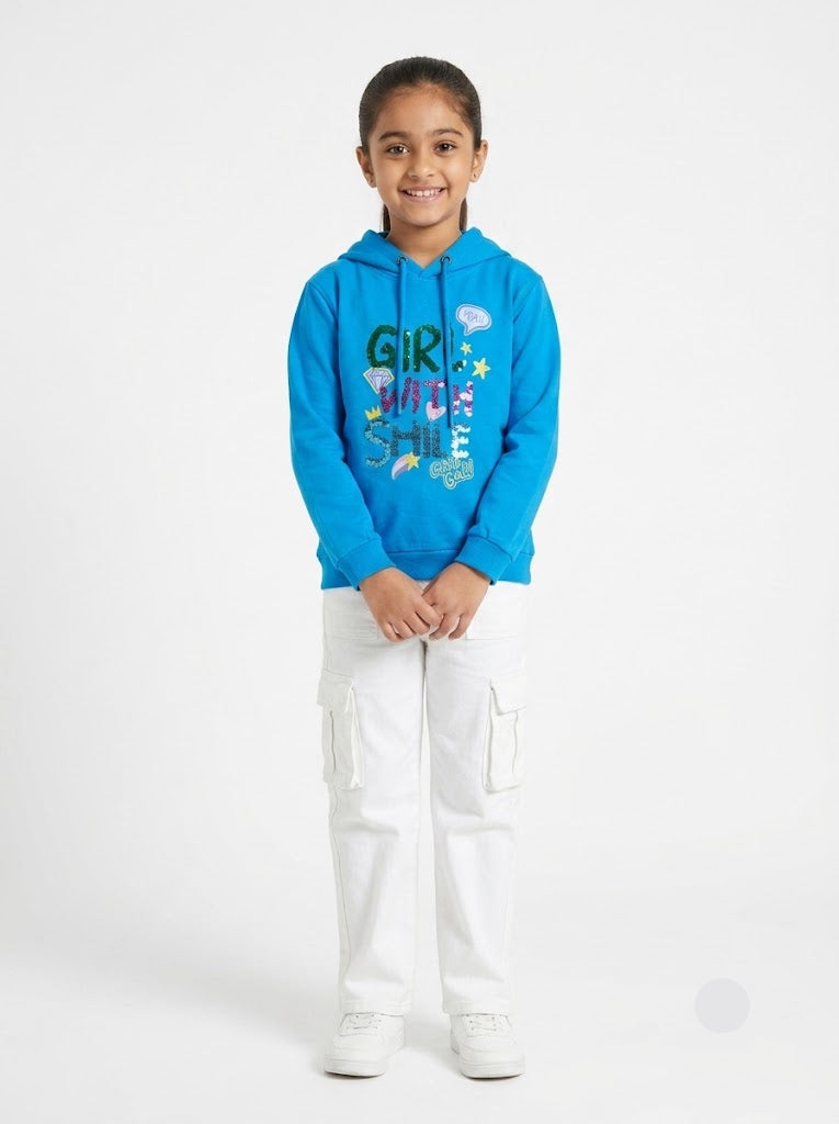 Girl's loop knit hoodie - girl sequence
