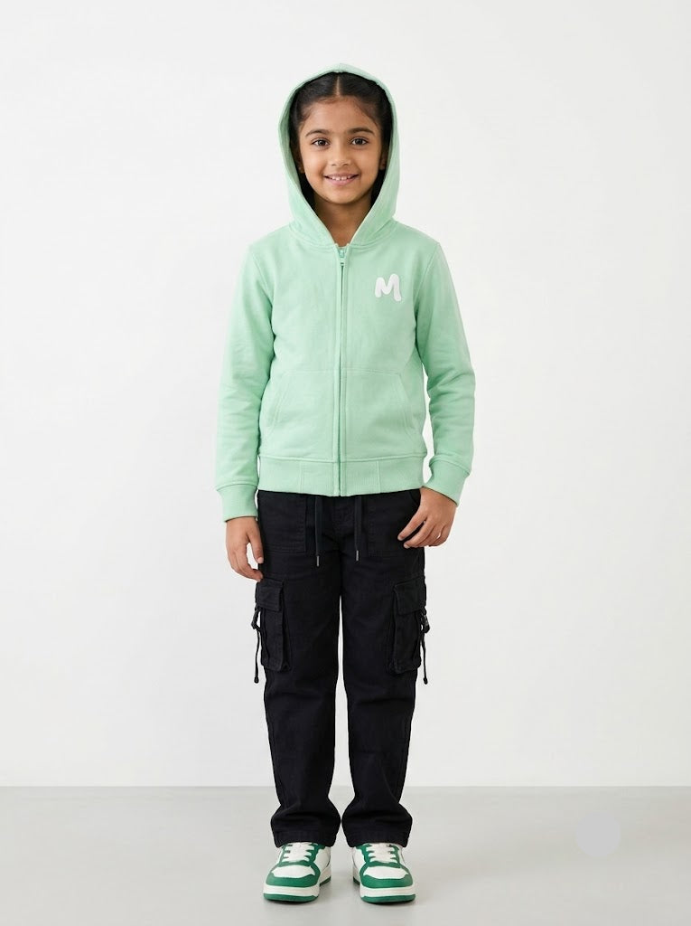Girl's loop knit hoodie - pastel green