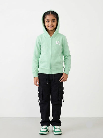 Girl's loop knit hoodie - pastel green