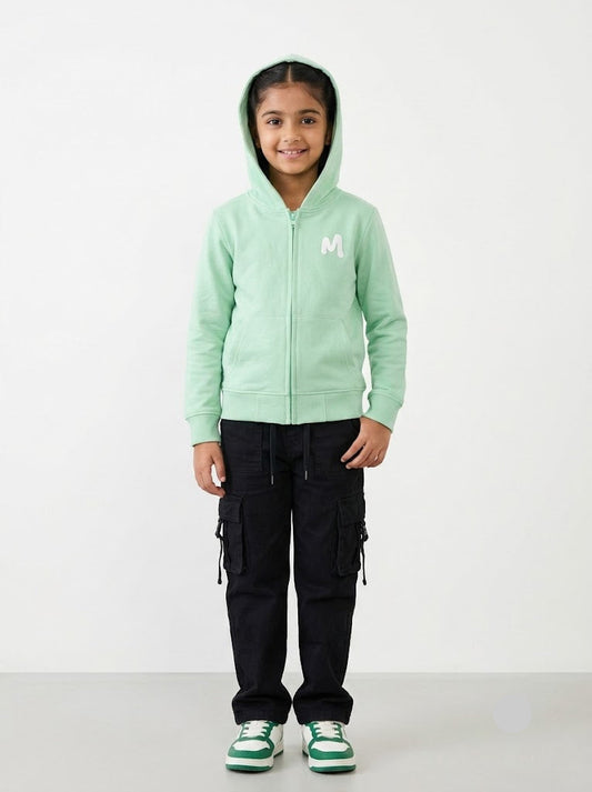 Girl's loop knit hoodie - pastel green