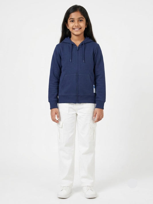 Girl's loop knit zipper hoodie - nevy