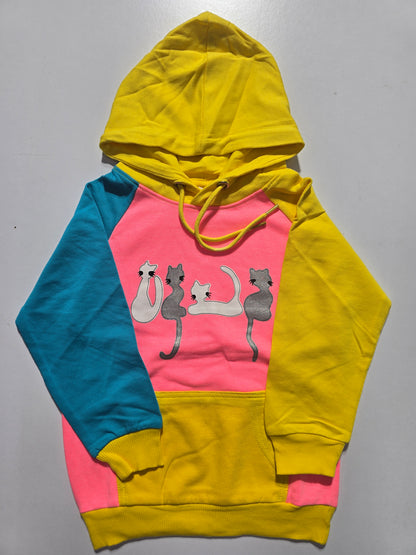 Girl's loop knit hoodie - pinky