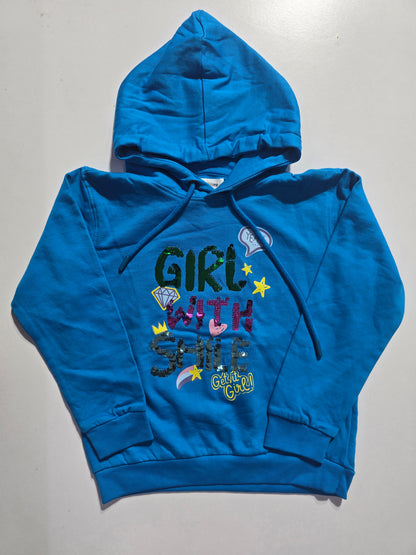 Girl's loop knit hoodie - girl sequence