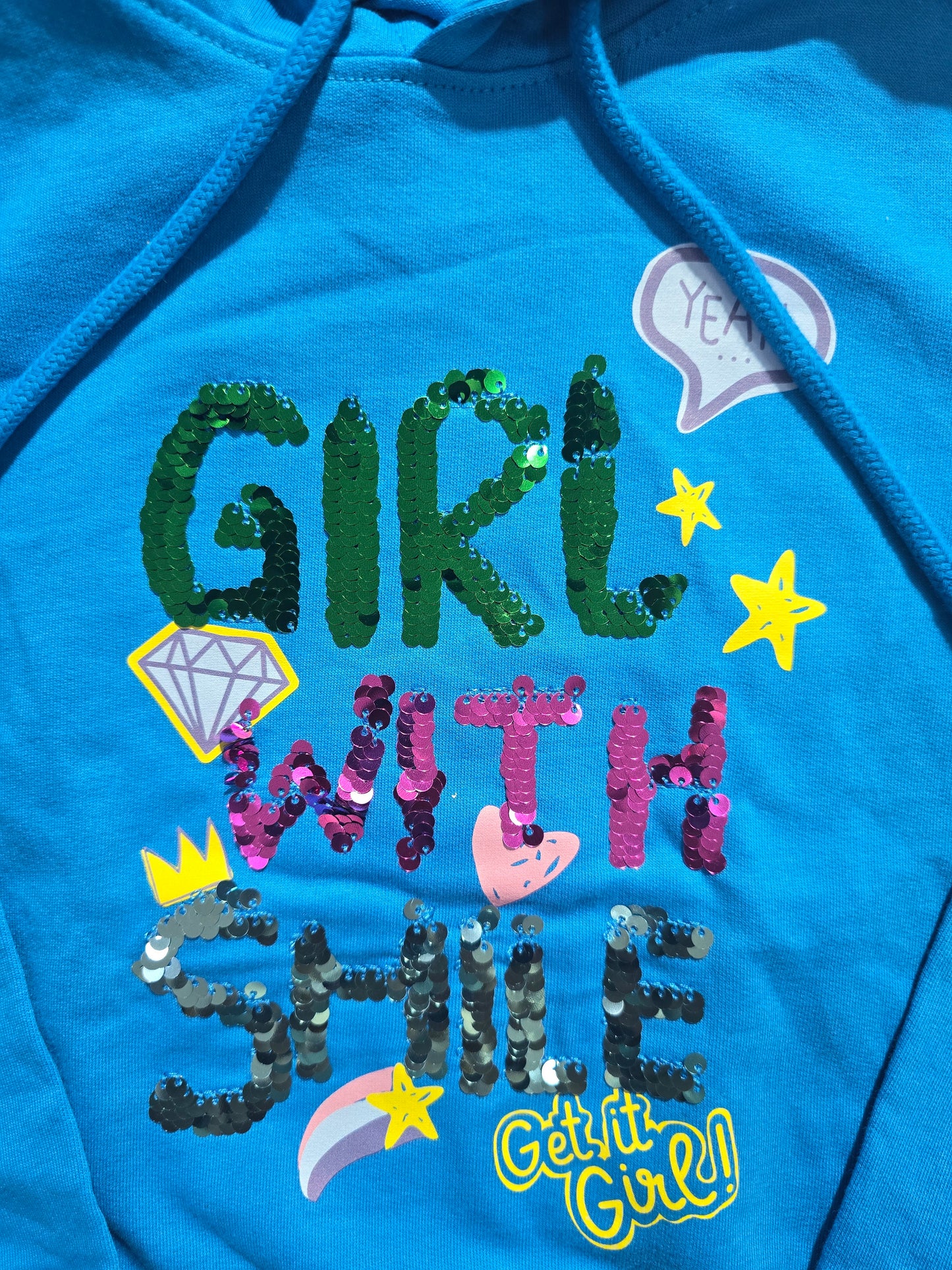Girl's loop knit hoodie - girl sequence