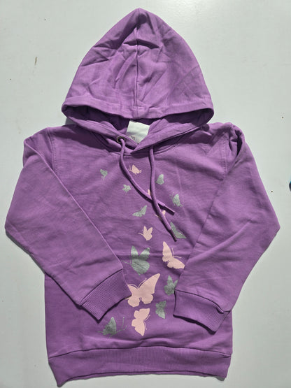 Girl's loop knit hoodie - lav butterfly