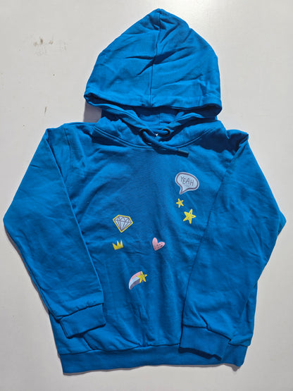 Girl's loop knit hoodie - blue yeah