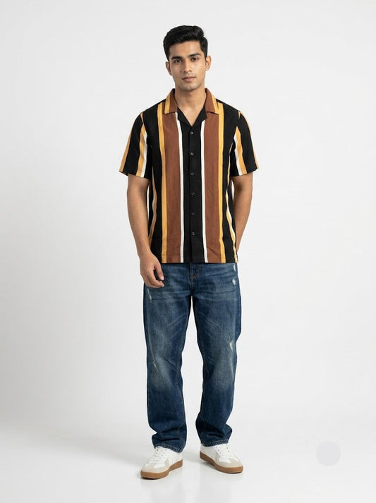 Men's casual shirt - brown / orange