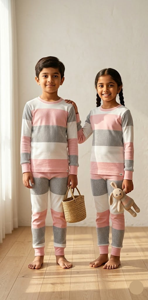  Unisex pant Co-ord Set - pink stripes