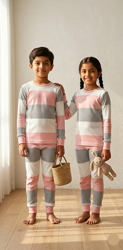  Unisex pant Co-ord Set - pink stripes