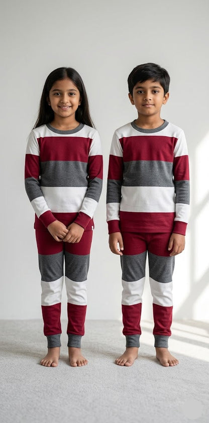 Unisex pant Co-ord Set - red stripes