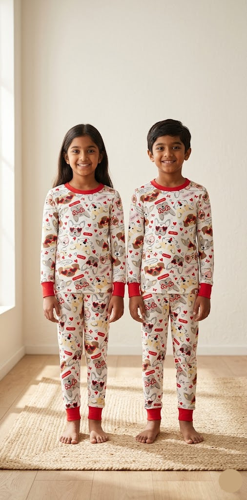 Unisex pant Co-ord Set - teddy heart