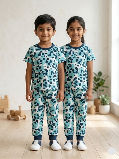 Unisex pant co-ord set - blue patches