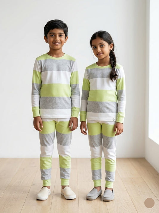 Unisex pant co-ord set - green stripes