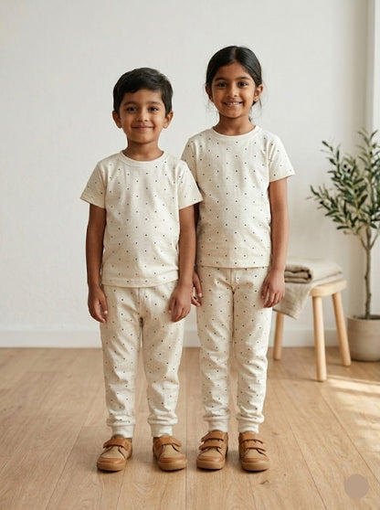 Unisex pant co-ord set - half white