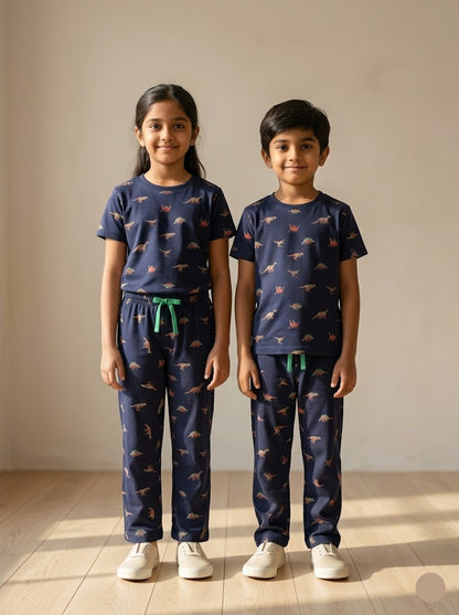 Unisex pant co-ord set - navy dino