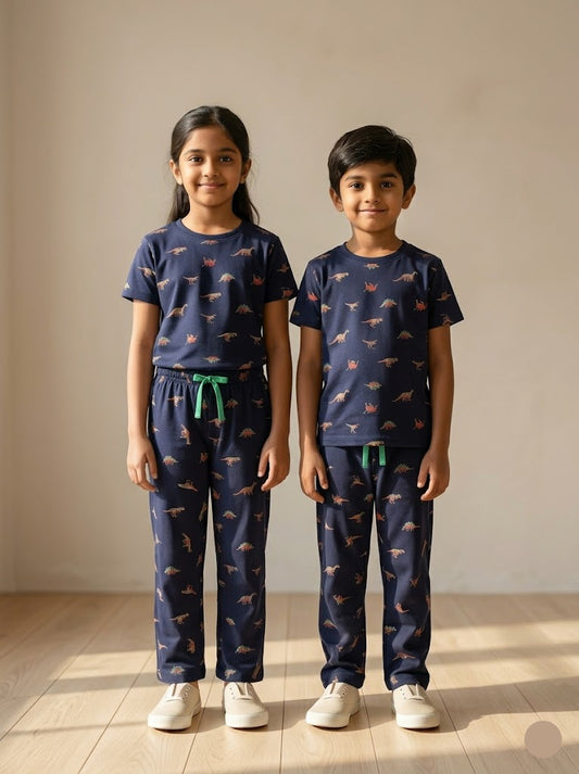 Unisex pant co-ord set - navy dino