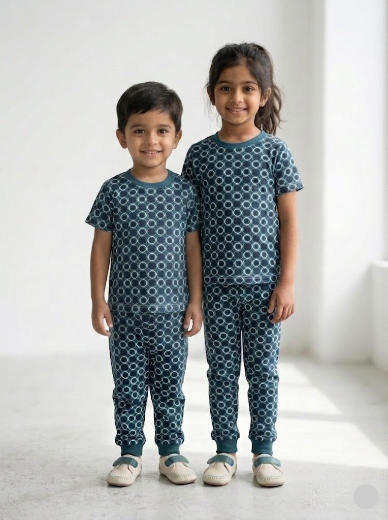 Unisex pant co-ord set - nevy circles