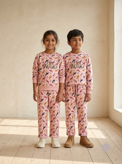Unisex pant co-ord set - pink wild