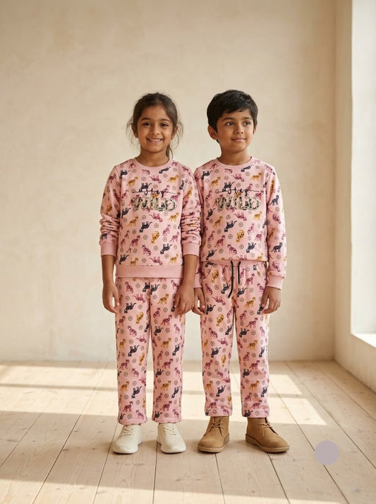 Unisex pant co-ord set - pink wild