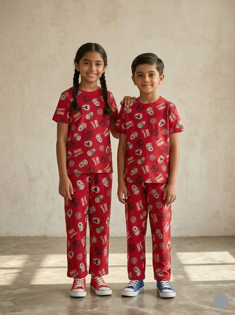 Unisex pant co-ord set - red marvel face