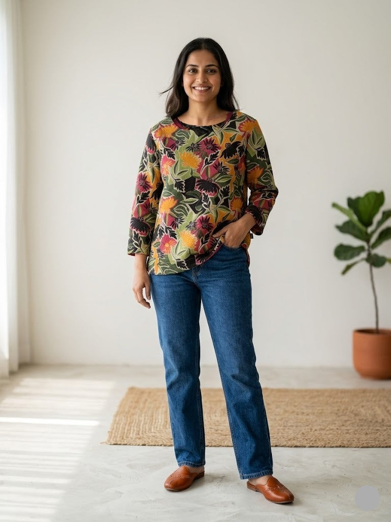 Women's 3/4 sleeve top - colour blossom