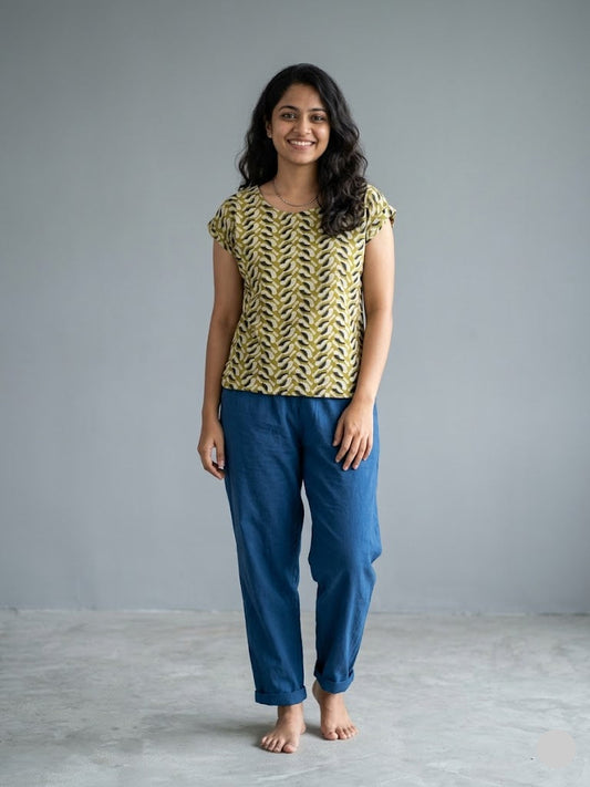 Women's cap sleeve top - sparrow green
