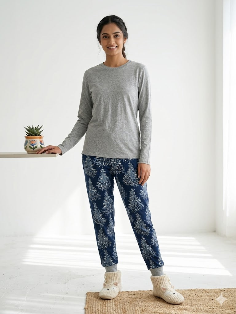 Women's pant set - blue tree