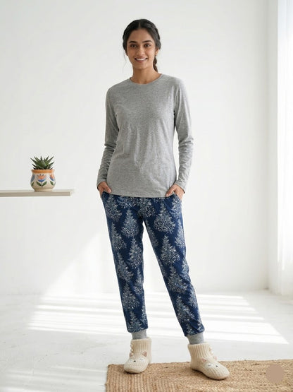 Women's pant set - blue trees